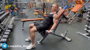Бицепс. Сгибание рук на наклонной скамье - техника выполнения