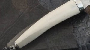 Нож Фурсач А.А. Рысь малютка, сталь Х12МФ, дамаскаж, рукоять рог