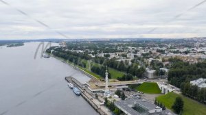 Russia, Yaroslavl. River station on the Volga river, Volzhskaya tower, Aerial View, Point of intere