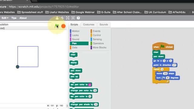 Coding with Scratch - Create a Solar System Simulation in Scratch - Lesson 1 - Scratch MIT EDU code
