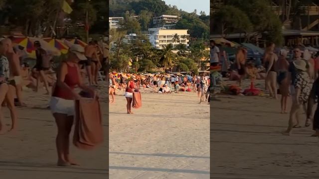 Обстановка на пляже Ката в феврале месяце 🏖️  Что скажете. Анапа или всё-таки Пхукет.   #тайланд #т