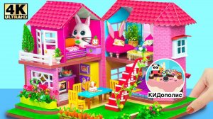 Двухэтажный домик из картона для зайчика - миниатюрный мини дом своими руками хобби из бумаги DIY