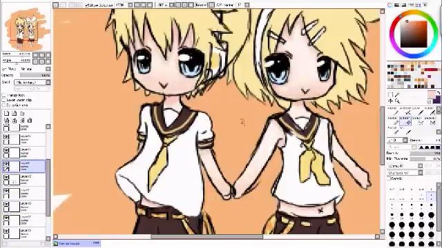 Chibi Len & Rin Vocaloid Speed Paint [SAI] смотреть онлайн