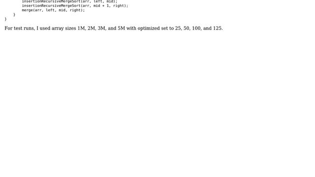 Code Review: Hybrid Merge/Insertion sort algorithm