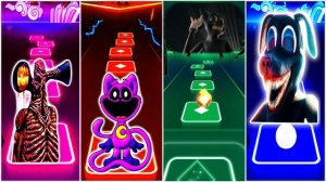 Siren Head 🆚Cat Nap🆚Cartoon Cat🆚Catroon Dog || Tiles Hop EDM Rush