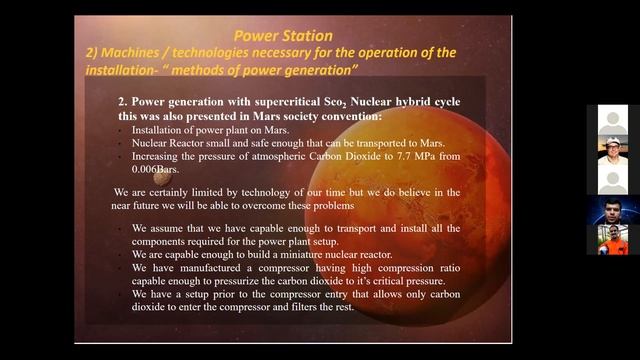 Presentation of Paras Adlakha about the operation of a Powerstation on Mars  Mission 54 organized b