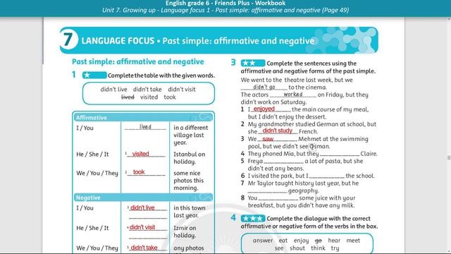 Tieng Anh 6 - Friends Plus 6 - WB - Unit 7.2. Language focus1 (Page 49) смотреть онлайн