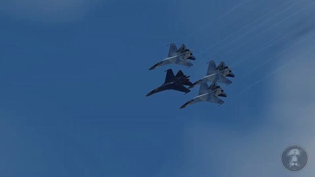 DCSWorld. Полёт четверкой на Су35С. Flight of the four on the Su35S.