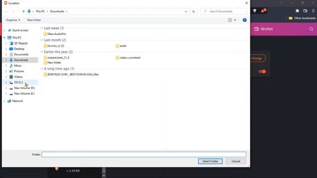 How to change the download location in windows.