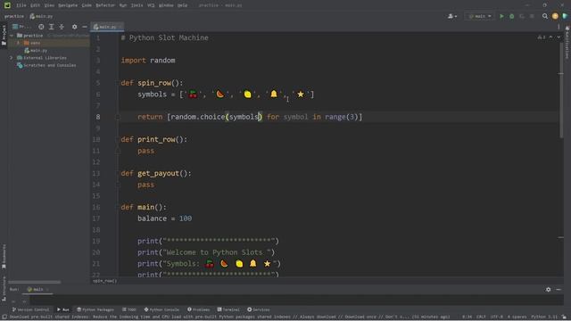 Let's code a beginner's Python SLOT MACHINE 🎰