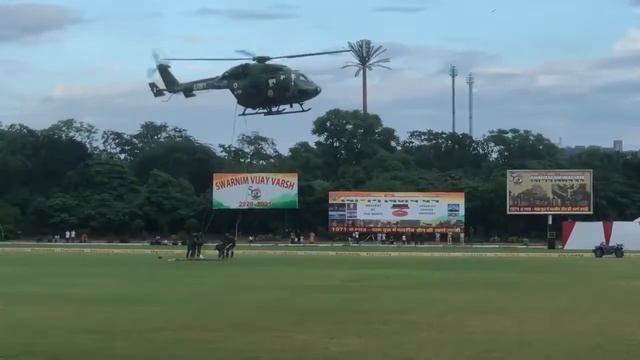 HAL Dhruv helicopter of Indian Army at Swarnim Vijay Varsh program in Jaipur.