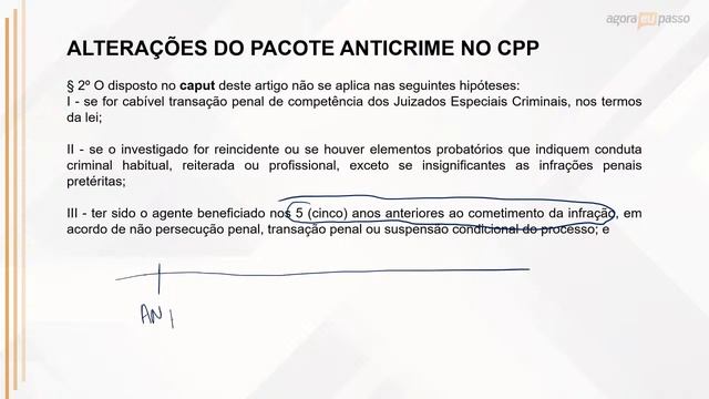 Direito Processual Penal - Atualização do Pacote anticrime no CPP - Wallace - Agora Eu Passo (AEP)