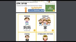 Тематический набор на китайском языке. Семья и местоимения. Автор: LAOMAO STUFF