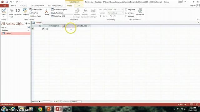 2. Building Our First Table (Programming In Microsoft Access 2013)