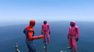 GTA 5 Water Ragdolls Spiderman and Squid Game Guard vs Alligator (Euphoria Physics)