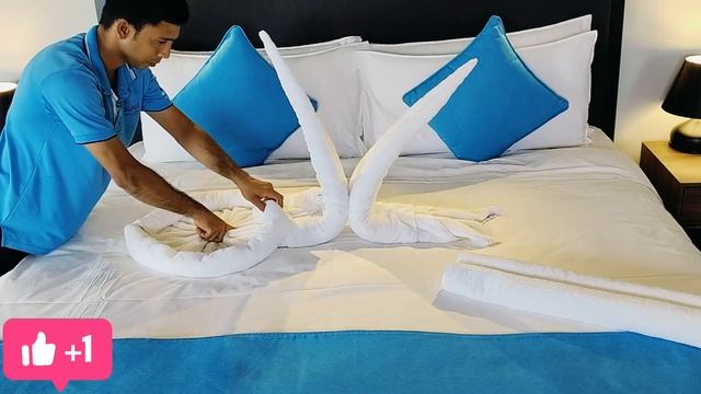 Towel folding swan||housekeeping towel art||beautiful bed decoration hotel||swan art#RB LOVE#youtub смотреть онлайн