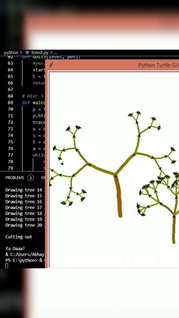 🌱🔥tree designing 🔥🌱 python turtle #python #shorts #status #tree #trending #design #graphics #scener