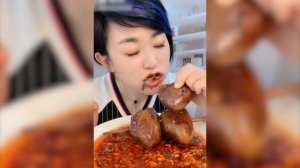 【#EATINGCHALLENGE】#AsianGirl eat #SpicyFood #Crazy #Tuesday Update 🍗🍖