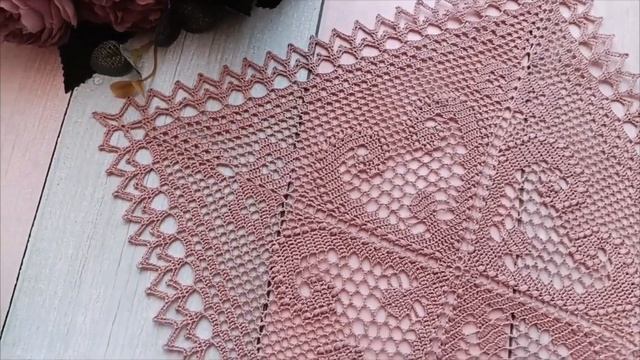 Салфетка вязаная крючком по бесплатной схеме #салфеткакрючком #салфетка #dolly