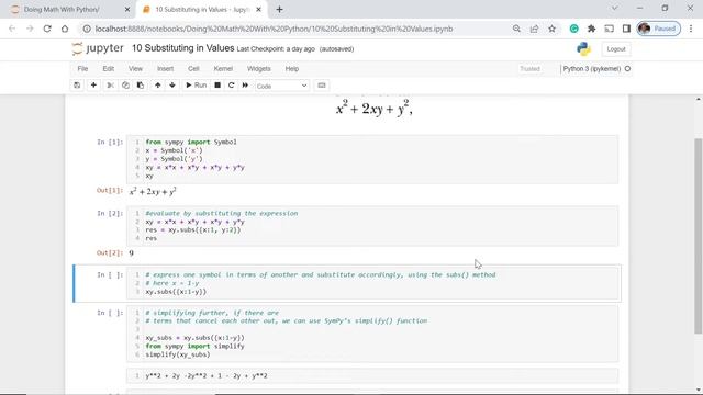 10. Substituting Values| MATH IN PYTHON