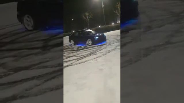 Subaru Impreza (Hawkenstein) snow drifting, doughnuts, loud exhaust, turbo flutter, neon lights