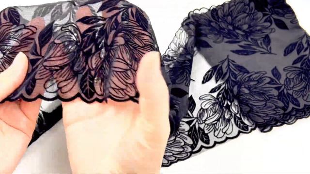 164 Кружево эластичное 22 см, Италия, флок, черный смотреть онлайн