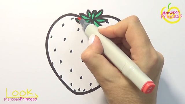 Drawing and Coloring Strawberry 🍓 Drawings for kids | Marzipan Princess
