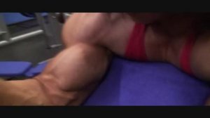 Huge FBB Alina Popa big biceps exercise & pose