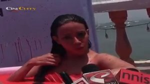 Girl taking shower in public