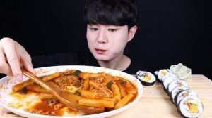 라면 떡볶이 김밥 먹방ASMR MUKBANG SPICY TTEOKBOKKI & FIRE NOODLES & KIMBAB 辛いトッポッキラメンのり巻き eating sounds