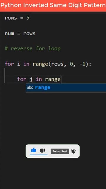 Python Program Inverted Same Digits Pattern #shorts
