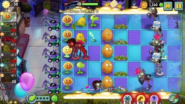 Plants VS Zombies level 17 neon mixtape tour PVZ 2 смотреть онлайн