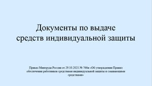 Документы по выдаче средств индивидуальной защиты
