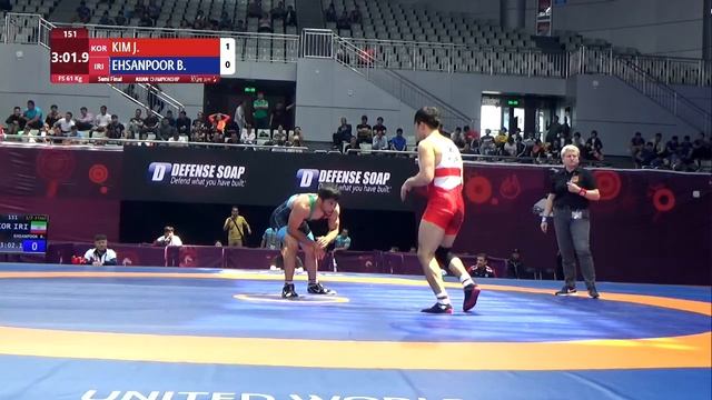 1/2 FS - 61 kg: J. KIM (KOR) v. B. EHSANPOOR (IRI) смотреть онлайн