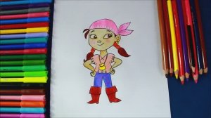 Как нарисовать девочку Иззи (Джейк и пираты Нетландии)