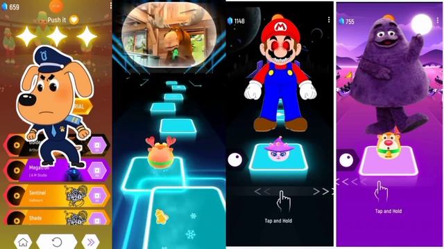 Sheriff Labrador 🆚 Grizzly & Lemmings 🆚 Mario Exe 🆚 Grimace-🌟 Who Wil Win 🌟 Tiles Hop Game ✅ смотреть онлайн