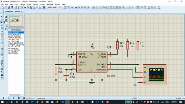 Function generator using icl 8038 Proteus simulation  #Proteus_tutorial_video