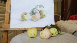 Поэтапное рисование акварелью яблоко 2 часть