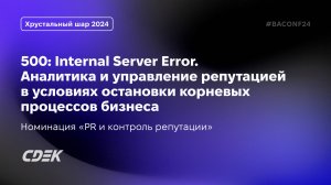 Кейс СДЭК: «500: Internal Server Error. Аналитика и управление репутацией»