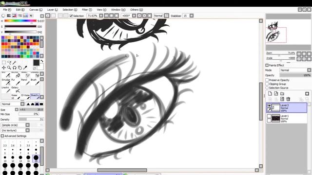 Sketching Out Eyes and Lips - Paint Tool Sai - Tablet User