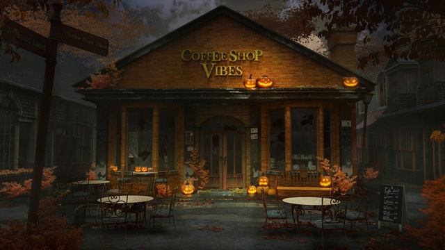 Haunted Coffee Shop  Halloween Ambience with Spooky Jazz Music and Rain Sounds