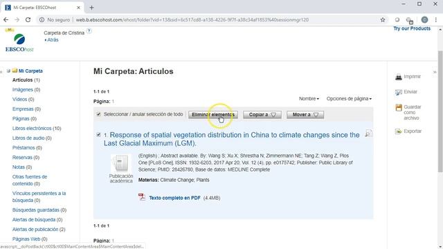Gestión de su carpeta personal - EBSCOHost смотреть онлайн