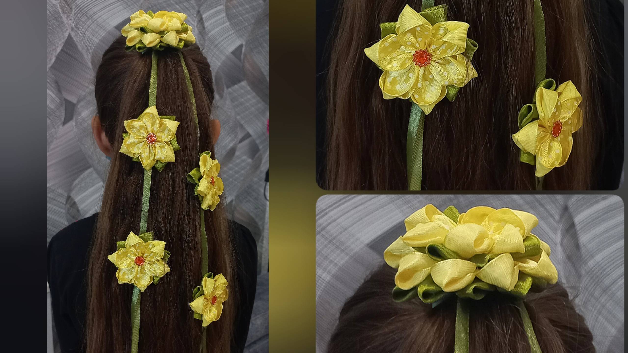 Цветы в косу Украшение в прическу своими руками из атласной ленты смотреть онлайн