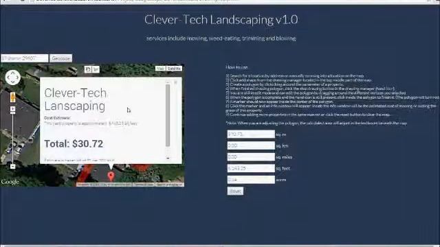 Clever Tech Landscaping Tool Google Maps API Calcutale Area смотреть онлайн