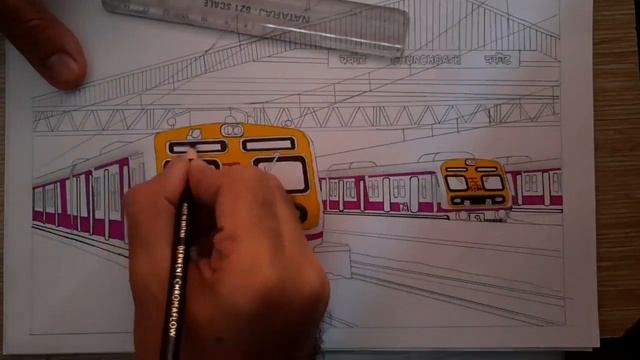 Drawing Mumbai Local trains at Churchgate station || Bombardier Rake || Western Railways