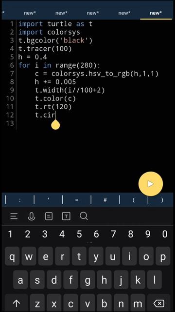 Python turtle graphic design😜😜🥰🥰 || python coding status 😍😜 #shorts   #programming  #turtle  #pytho