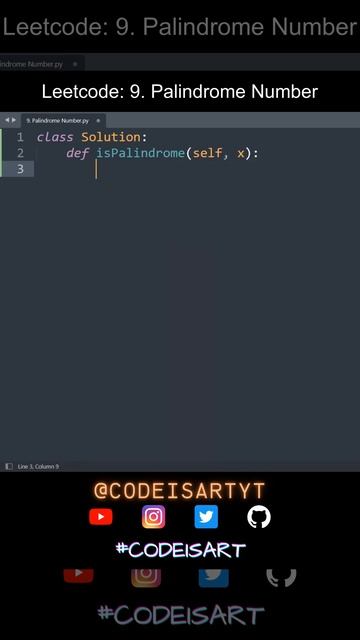Leetcode 9. Palindrome Number in Python | Python Leetcode | Python Coding Tutorial | Interview