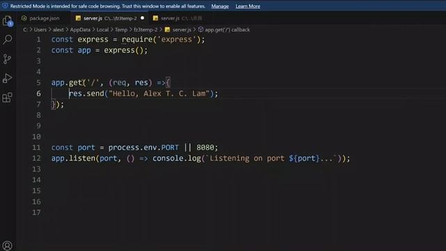Alex T. C. Lam 編程 --- (4) backend programming : 266 app.get( )