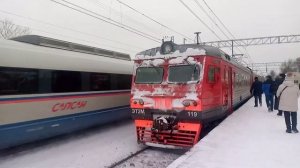 Электропоезд эт2м-119 и Двойной Высокоскоростной Электропоезд Сапсан эвс2-01+эвс1-20 Колпино