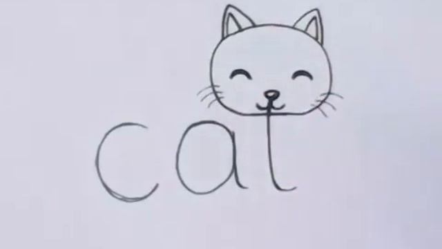Very Easy! How to turn Words Cat Into a Cartoon Cat. (Wordtoons) learning step by step for kid